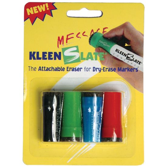 Picture of KleenSlate Eraser Caps For Small Dry-Erase Markers, Assorted, Pack Of 4