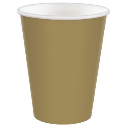 Picture of Amscan 68015 Solid Paper Cups, 9 Oz, Gold, 20 Cups Per Pack, Case Of 6 Packs