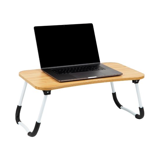 Picture of Mind Reader Woodland Collection Portable Laptop Desk with Folding Legs, 10-1/2in H x 13-3/4in W x 24-1/4in L, Beige