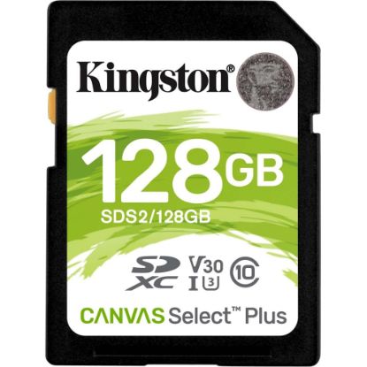 Picture of Kingston Canvas Select Plus SDS2 128 GB Class 10/UHS-I (U3) SDXC - 1 Pack - 100 MB/s Read - 85 MB/s Write - Lifetime Warranty