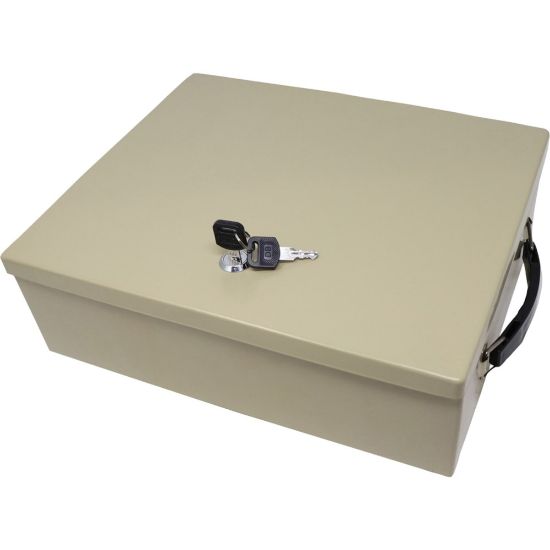 Picture of Nadex Coins NCS8-2010 Fire-Retardant Security Box with Keyed Lock - Steel - Beige - 11in Height x 14.4in Width