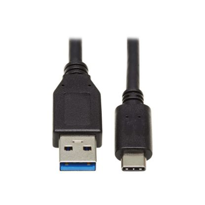 Picture of Tripp Lite USB C to USB-A Cable USB Type C 3.1 Gen 2, 10 Gbps M/M USB Type C 20in - First End: 1 x Type A Male USB - Second End: 1 x Type C Male USB - 10 Gbit/s - Nickel Plated Connector - Gold Plated Contact - Black