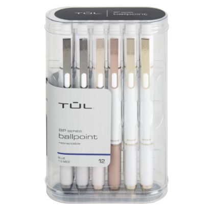 Picture of TUL BP Series Retractable Ballpoint Pens, Medium Point, 1.0 mm, Pearl White Barrel, Blue Ink, Pack Of 12 Pens