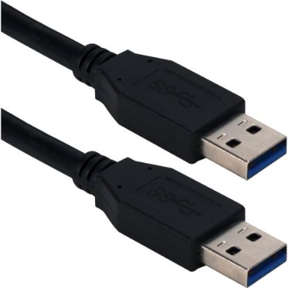 Picture of QVS 10ft USB 3.0/3.1 Type A Male to Male 5Gbps Black Cable - 10 ft USB Data Transfer Cable for Computer - First End: 1 x USB 3.1 Type A - Male - Second End: 1 x USB 3.1 Type A - Male - 5 Gbit/s - Shielding - Black - 1