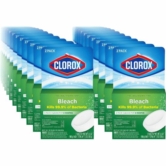 Picture of Clorox Ultra Clean Toilet Tablets Bleach - 3.50 oz (0.22 lb) - 2 / Pack - 840 / Pallet - White