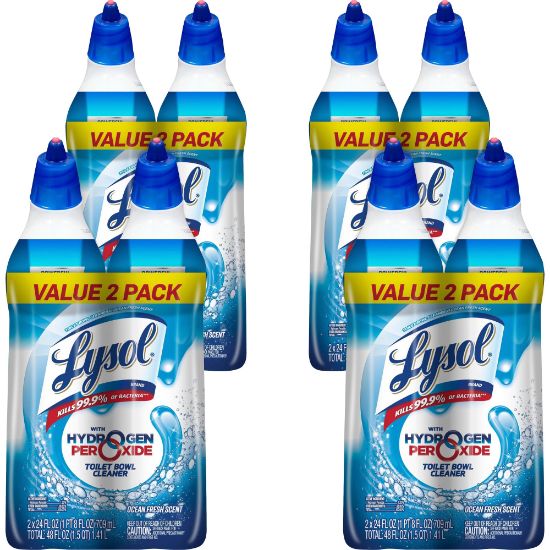 Picture of Lysol Hydrogen Peroxide Toilet Cleaner - 24 fl oz (0.8 quart) - Ocean Fresh Scent - 8 / Carton - Blue