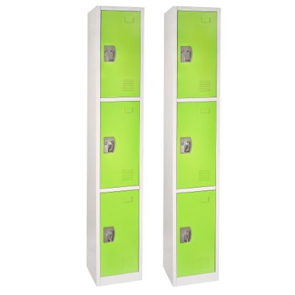 Picture of Alpine Large 3-Tier Steel Lockers, 72inH x 12inW x 12inD, Green, Pack Of 2 Lockers