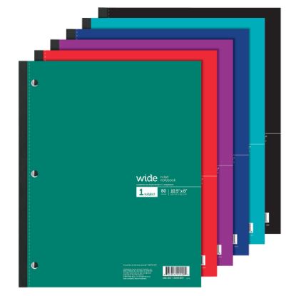 Picture of Office Depot Brand Wireless Notebook, 8in x 10-1/2in, Wide Ruled, 80 Sheets, Assorted Colors