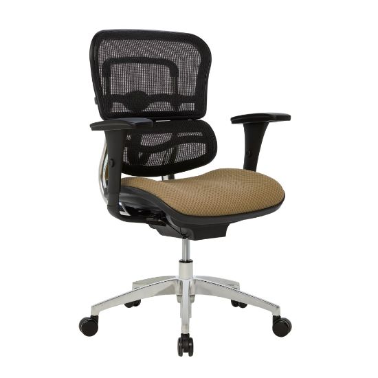 Picture of WorkPro 12000 Series Ergonomic Mesh/Premium Fabric Mid-Back Chair, Black/Beige, BIFMA Compliant