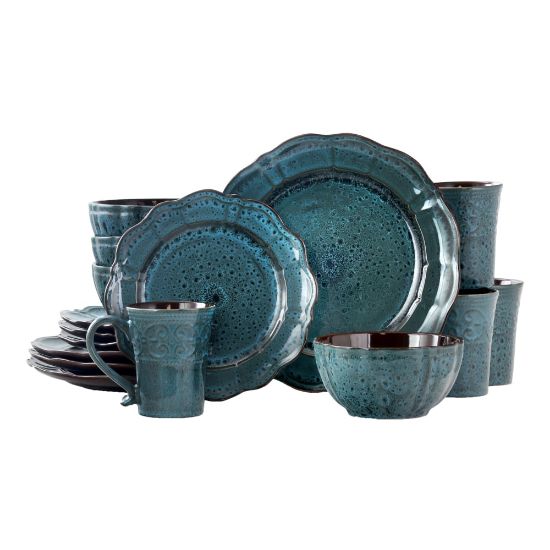 Picture of Elama 16-Piece Stoneware Dinnerware Set, Lavish Blue