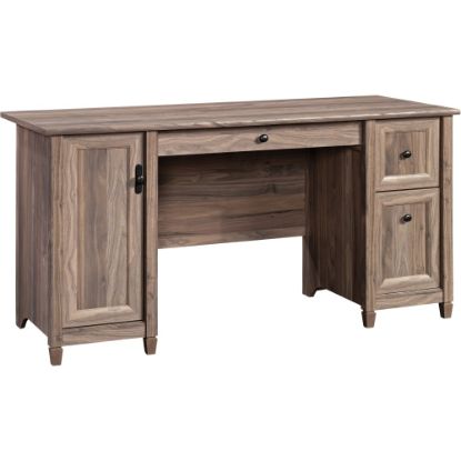 Picture of Sauder Edge Water 34inW Computer Desk With Storage Double Pedestal, Washed Walnut