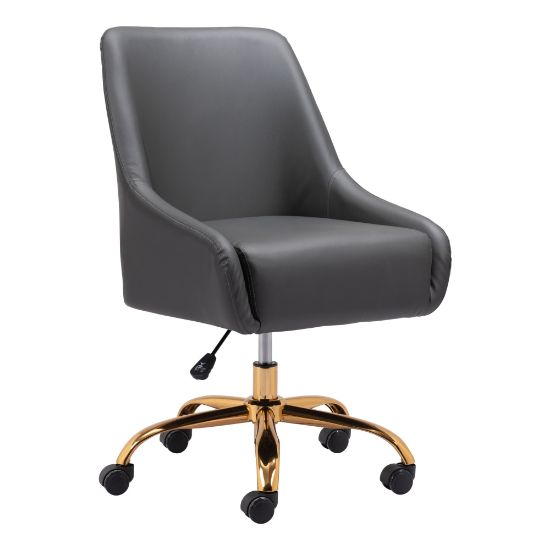 Picture of Zuo Modern Madelaine Ergonomic High-Back Office Chair, Gray/Gold