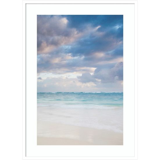 Picture of Amanti Art Bavaro Beach at Dawn by Walter Bibikow Wood Framed Wall Art Print, 41inH x 30inW, White