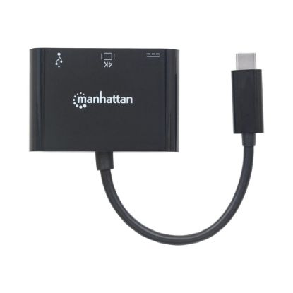 Picture of Manhattan USB-C Dock/Hub, Ports (x3): HDMI, USB-A and USB-C, 5 Gbps (USB 3.2 Gen1 aka USB 3.0), With Power Delivery (60W) to USB-C Port (Note additional USB-C wall charger and USB-C cable needed), Black, 3 Year Warranty, Blister - Docking station