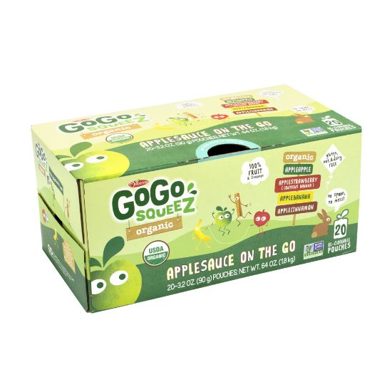 Picture of Materne GoGo Squeez Organic Applesauce On-The-Go Variety Pack, 3.2 Oz, Pack Of 20 Pouches