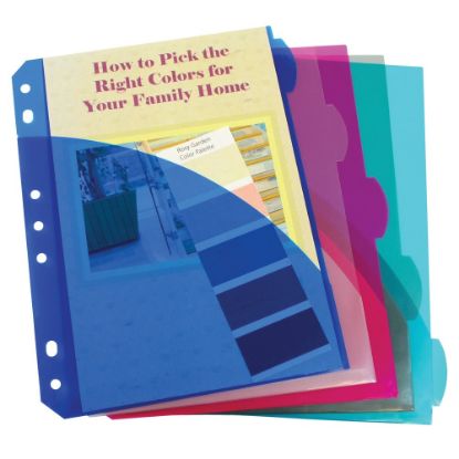 Picture of C-Line Mini-Size 5-Tab Poly Index Dividers With Pockets, 5 1/2in x 8 1/2in, Assorted Colors, 5 Dividers Per Pack, Set Of 12 Packs