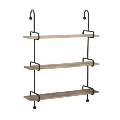 Picture of Powell Wheelan Wall Shelf, 39inH x 31inW x 8-1/2inD, Natural/Black