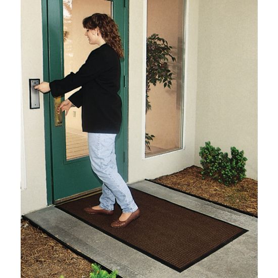 Picture of M+A Matting WaterHog Squares Classic Floor Mat, 4ft x 10ft, Dark Brown