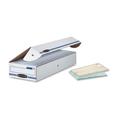 Picture of Bankers Box Econo Stor/File Standard-Duty Storage Boxes, 9in x 24in x 4in, White/Blue, Case Of 12