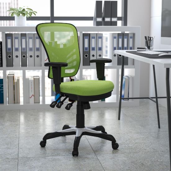 Picture of Flash Furniture Ergonomic Mesh Mid-Back Swivel Task Chair, Green/Black