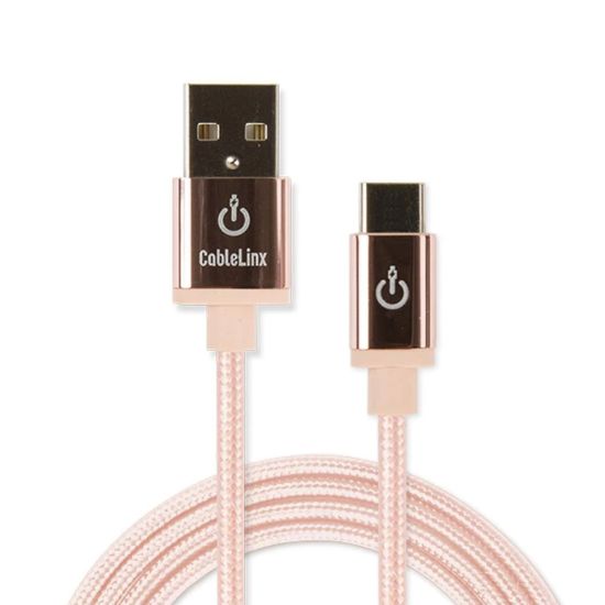 Picture of Limitless Innovations Cablelinx Elite USB Type-C To USB Type-A Braided Cable, 6ft, Rose Gold, USBC-A72-004-GC