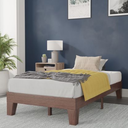 Picture of Flash Furniture Evelyn Wood Platform Bed With Wooden Support Slats, Twin, 75inL x 39inW x 75inD, Walnut