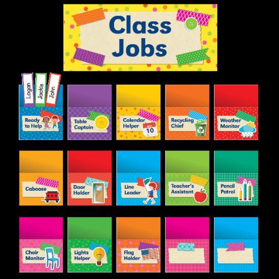 Picture of Scholastic Teachers Friend Tape It Up! Class Jobs Bulletin Board Set, Pre-K To Grade 6