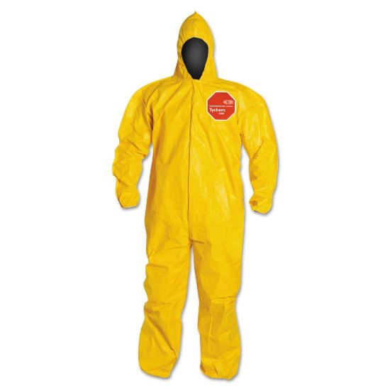 Picture of DuPont Tychem 2000 Tyvek Coveralls With Attached Hood And Socks, 2X, Yellow, Case Of 12 Coveralls