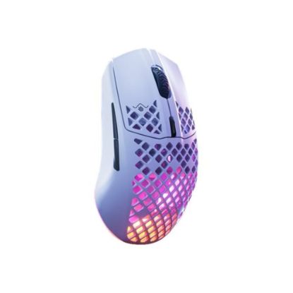 Picture of SteelSeries Aerox 3 WIRELESS 2022 Edition - Mouse - ergonomic - right-handed - optical - 6 buttons - wireless, wired - USB, 2.4 GHz, Bluetooth 5.0 - USB-C wireless receiver - snow