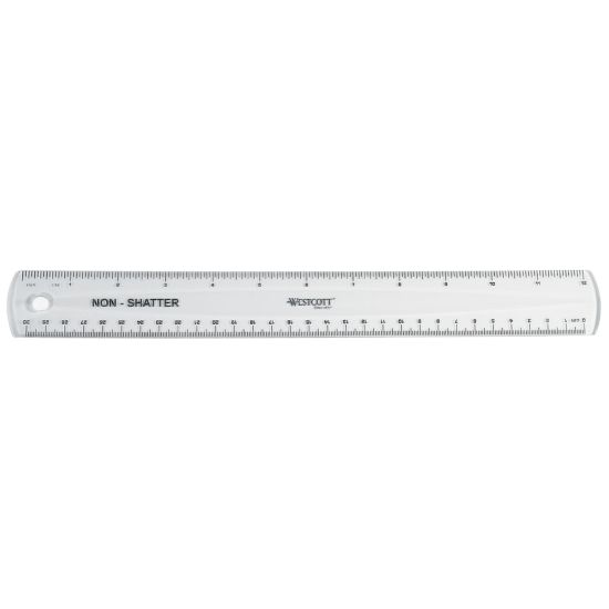 Picture of Westcott Shatterproof Ruler, 12in, Clear