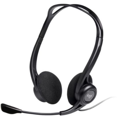 Picture of Logitech 960 USB Computer Headset - Stereo - USB Type A - Wired - 100 Hz - 10 kHz - Over-the-head - Binaural - Supra-aural - 7.87 ft Cable - Noise Cancelling, Bi-directional Microphone - Black