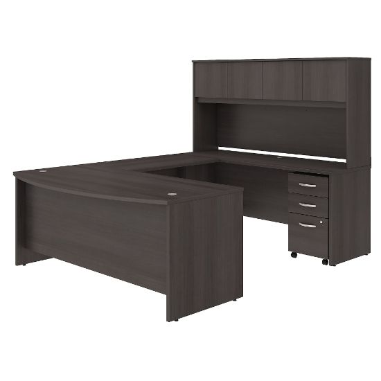 Picture of Bush Business Furniture Studio C U Shaped Desk with Hutch and Mobile File Cabinet, 72inW x 36inD, Storm Gray, Standard Delivery