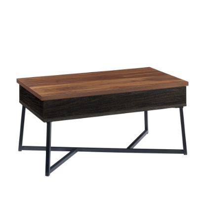 Picture of Sauder Canton Lane Lift-Top Coffee Table With Multipurpose Workspace, 16-1/2inH x 35inW x 19inD, Brew Oak/Black