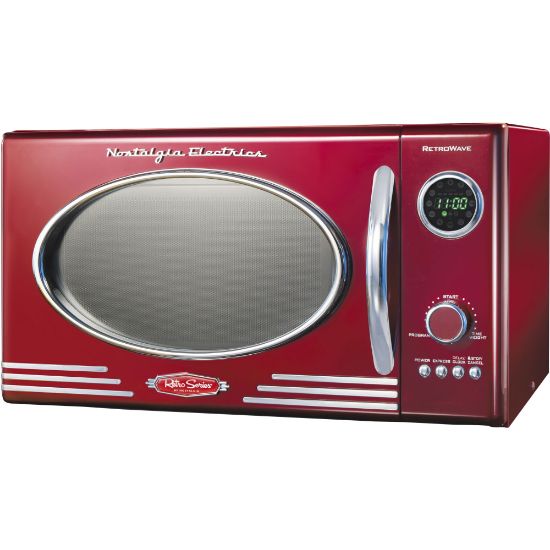 Picture of Nostalgia Electrics Retro 0.9 Cu Ft 800-Watt Countertop Microwave, Retro Red