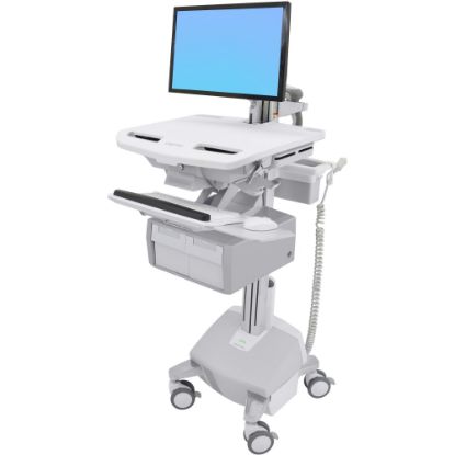 Picture of Ergotron StyleView Cart with LCD Arm, LiFe Powered, 2 Tall Drawers - Cart for LCD display / keyboard / mouse / CPU / notebook / barcode scanner (open architecture) - screen size: up to 24in - output: 120 V - 40 Ah - lithium