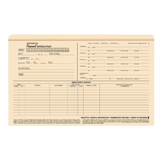 Picture of ComplyRight Envelo-File Confidential Personnel Folders, 9 1/2in x 15in, Manila, Pack Of 25