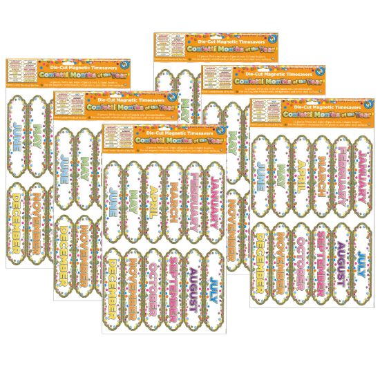 Picture of Ashley Productions Magnetic Die-Cut Timesavers & Labels, Confetti Months Of The Year, 12 Per Pack, Set Of 6 Packs