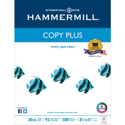 Picture of Hammermill Multi-Use Printer & Copy Paper, 1 Ream, White, Letter (8.5in x 11in), 500 Sheets Per Ream, 20 Lb, 92 Brightness