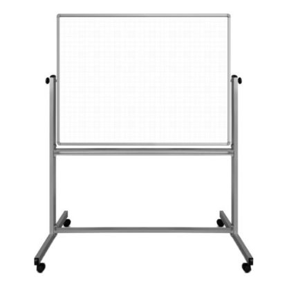 Picture of Luxor Ghost Grid Double-Sided Magnetic Mobile Dry-Erase Whiteboard, 36in x 48in, Aluminum Frame With Silver Finish