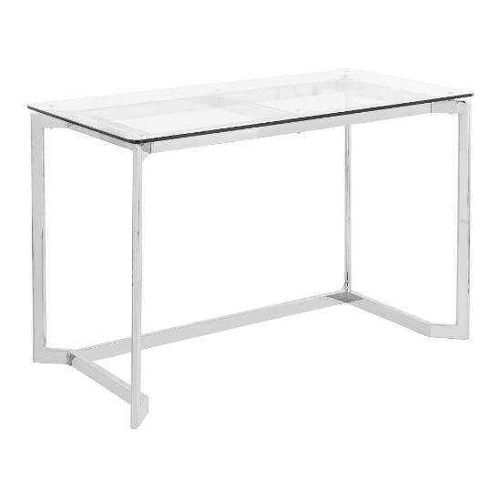 Picture of LumiSource Masters 48inW Office Computer Desk, Mirrored Chrome/Clear