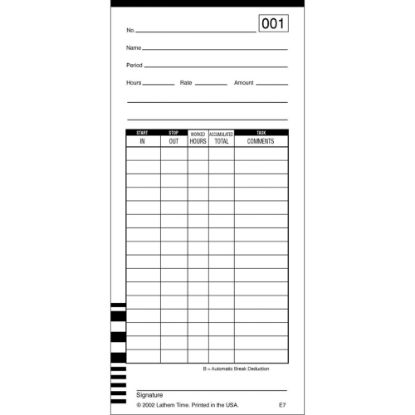 Picture of Lathem Time Cards, Numbered 1-100, 2-Sided, 3 3/8in x 7 1/4in, Pack Of 100