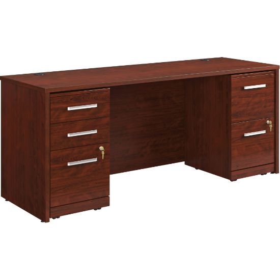 Picture of Sauder Affirm Collection Executive Desk With 2-Drawer Mobile Pedestal File And 3-Drawer Mobile Pedestal File, 72inW x 24inD, Classic Cherry