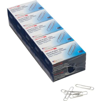 Picture of Officemate Giant Paper Clips - Jumbo - 2in Length x 0.5in Width - 1000 / Pack - Silver - Steel