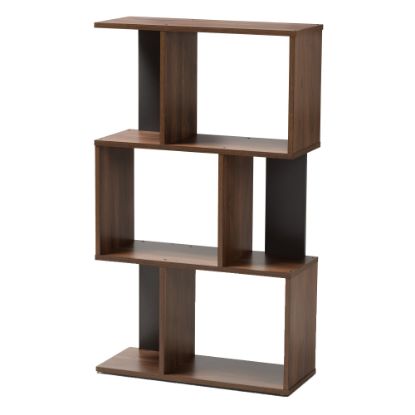 Picture of Baxton Studio Adelina Display Bookcase, Walnut Brown/Dark Gray