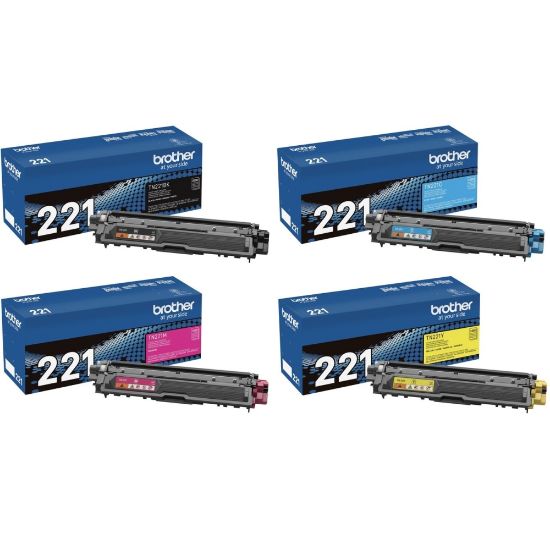 Picture of Brother TN221 Black And Cyan, Magenta, Yellow Toner Cartridges, Pack Of 4, TN221CMY