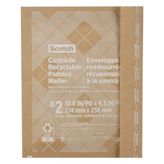 Picture of Scotch Padded Mailers, Size 2, 10-1/2in x 9in, Kraft, Pack Of 50 Mailers