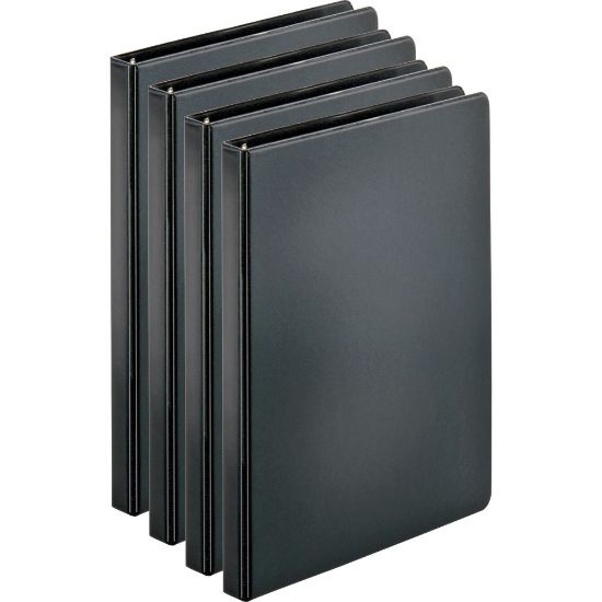 Picture of Business Source Basic Round Ring Binders, 1/2in Ring, 8 1/2in x 11in, Black, Pack Of 4