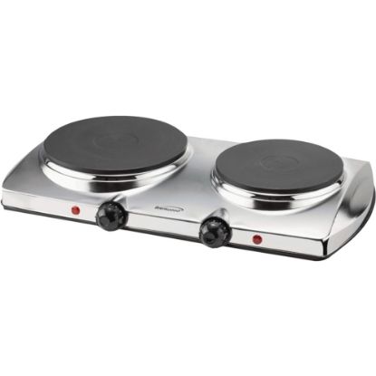 Picture of Brentwood TS-372 1440w Electric Double Hot Plate, Silver - 2 x Burner - GrateCast Iron, Metal, Plastic