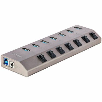 Picture of StarTech.com 7-Port Self-Powered USB-C Hub with Individual On/Off Switch, Desktop/Laptop USB-C to USB-A Hub, USB Type C Hub w/Power Supply