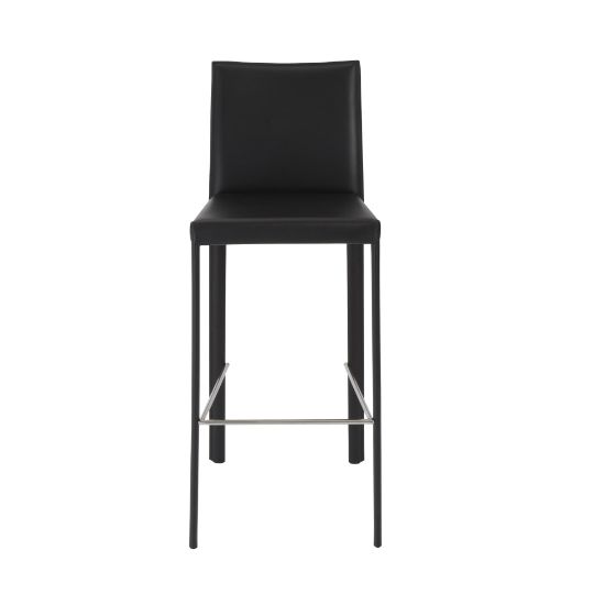 Picture of Eurostyle Hasina Regenerated Leather Bar Stools, Black, Set Of 2 Stools